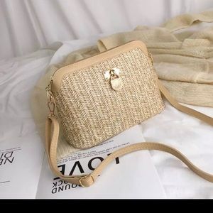 Woven Rattan Straw Shoulder Bag